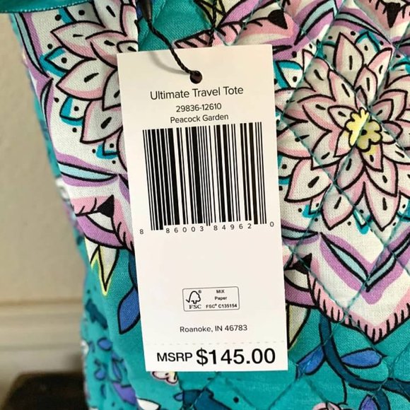 Vera Bradley Ultimate Travel Tote W/ Trolley Sleeve-Peacock Garden-NWT - Picture 4 of 4